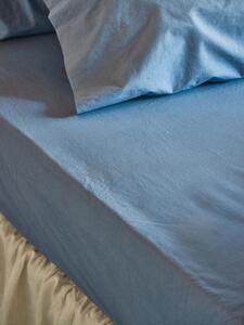 Cove Blue Washed Percale Cotton Fitted Sheet | Single | Piglet in Bed