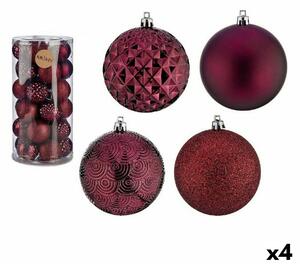 Set of Christmas balls Purple 8 cm PVC (4 Units)