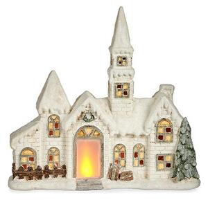 Decorative Figure Christmas LED Light House 11 x 47,5 x 49 cm White Polyresin