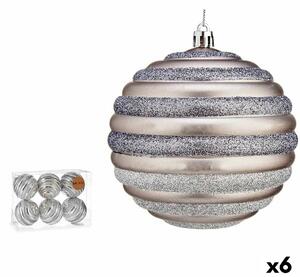 Set of Christmas balls Circles 10 cm Silver Plastic (6 Units)