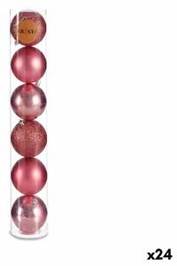 Set of Christmas balls Pink Plastic 8 x 9 x 8 cm (24 Units)