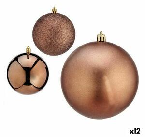 Set of Christmas balls Brown Plastic 10 x 11 x 10 cm (12 Units)