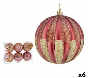 Set of Christmas balls 10 cm Pink Golden Plastic (6 Units)