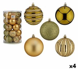 Set of Christmas balls Green Golden PVC 8 x 9 x 8 cm (4 Units)