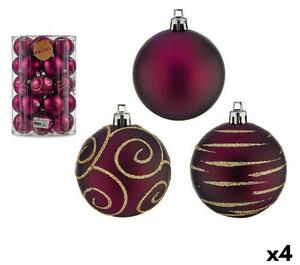 Set of Christmas balls Purple PVC Ø 6 cm (4 Units)