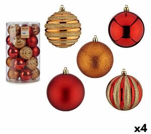 Set of Christmas balls Red Orange PVC Ø 8 cm (4 Units)