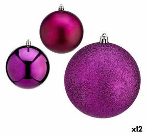 Set of Christmas balls Purple Plastic 10 x 13 x 10 cm (12 Units)