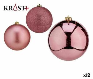 Set of Christmas balls Pink PVC 10 cm (12 Units)