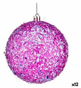 Set of Christmas balls Purple 10 cm (12 Units)