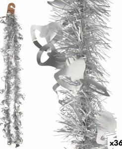 Christmas garland Tinsel Hoods Silver Plastic 12 x 12 x 200 cm (36 Units)