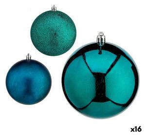 Set of Christmas balls Blue Plastic 10 x 11 x 10 cm (16 Units)