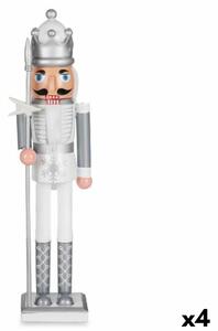 Decorative Figure Nutcracker White Silver Plastic 13,2 x 59,5 x 11,5 cm (4 Units)