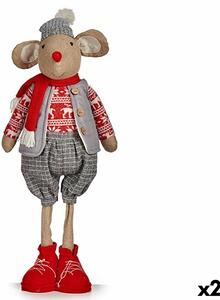 Decorative Figure Mouse Red Grey 27 x 18 x 74 cm (2 Units)