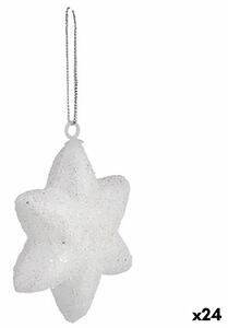 Christmas Decorations Set Star White 6,5 x 6,5 x 2 cm (24 Units)