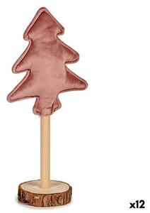 Christmas Tree Polyester Pink Wood 8 x 13 x 30 cm (12 Units)