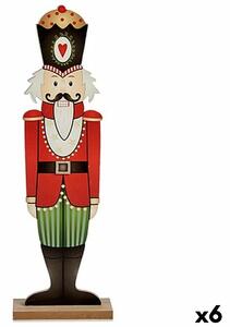 Decorative Figure Nutcracker White Black Red Green Wood 10 x 60 x 19 cm (6 Units)