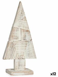 Decorative Figure Christmas Tree White Natural Wood 9 x 41,5 x 20 cm (12 Units)