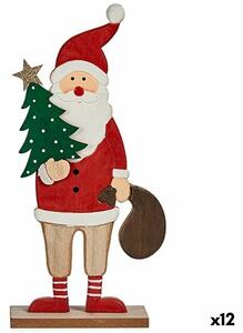 Decorative Figure Father Christmas White Brown Red Green Wood 5 x 30 x 15 cm (12 Units)