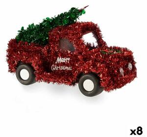 Decorative Figure Van Tinsel Red Green polypropylene PET 15 x 18 x 27 cm (8 Units)