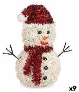 Decorative Figure Snow Doll Tinsel White Red polypropylene PET 24 x 26 x 14 cm (9Units)