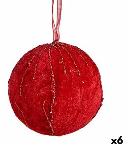 Set of Christmas balls Polyester Red 8 x 8 x 8 cm (6 Units)