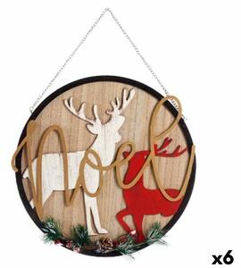 Hanging decoration Sign Christmas Reindeer Natural MDF Wood 29 x 1 x 29 cm (6 Units)