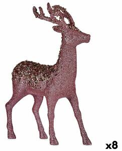 Decorative Figure Christmas Reindeer Pink Plastic 15 x 45 x 30 cm (8 Units)