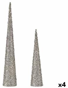 Set of Figures Cones Sequins White Plastic (4 Units)