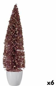 Decorative Figure Christmas Tree Pink Plastic 10 x 38 x 10 cm (6 Units)