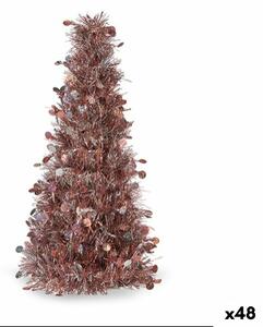 Decorative Figure Christmas Tree Tinsel White Pink polypropylene PET 18 x 31 x 18 cm (48 Units)