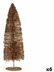 Decorative Figure Christmas Tree Sequins Golden 10 x 41 x 10 cm (6 Units)