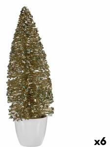 Decorative Figure Christmas Tree Bronze Golden Plastic 10 x 33 x 10 cm (6 Units)