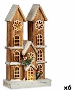 Decorative Figure Light House White Brown Wood 25 x 46 x 9 cm (6 Units)