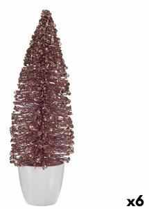 Decorative Figure Christmas Tree Pink Golden 10 x 33 x 10 cm (6 Units)