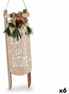 Hanging decoration Sign Sledge Beige MDF Wood 20 x 5 x 69 cm (6 Units)