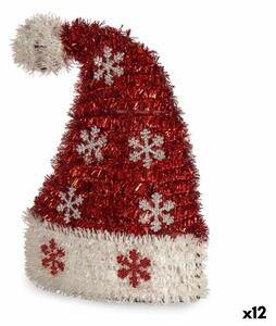 Decorative Figure Father Christmas Hat Tinsel White Red polypropylene PET 17 x 23 x 9,5 cm (12 Units)