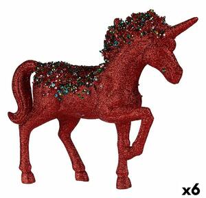 Decorative Figure Unicorn Red Plastic 9,5 x 31 x 40 cm (6 Units)