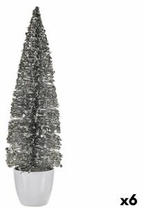 Decorative Figure Christmas Tree Silver Plastic 10 x 38 x 10 cm (6 Units)