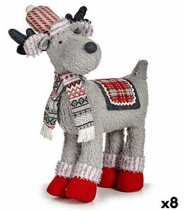 Decorative Figure Christmas Reindeer Red Grey 125 x 45 x 48 cm (8 Units)