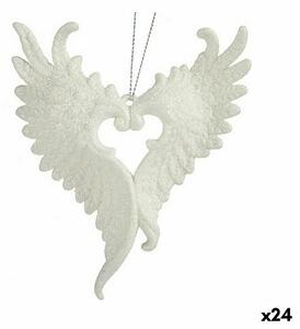 Christmas bauble Angel Wings White Plastic Glitter 12 x 13 x 2,5 cm (24 Units)