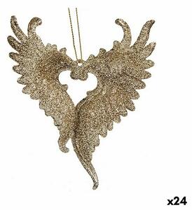 Christmas bauble Angel Wings champagne Plastic Glitter 12 x 13 x 2,5 cm (24 Units)