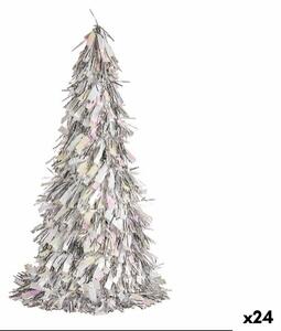 Decorative Figure Christmas Tree Tinsel Silver polypropylene PET 24 x 46 x 24 cm (24 Units)