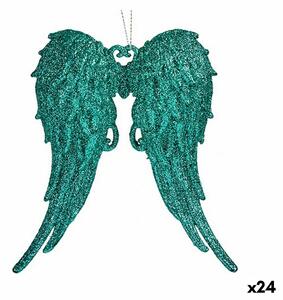 Christmas bauble Angel Wings Green Plastic Glitter 13 x 14,5 x 2,5 cm (24 Units)