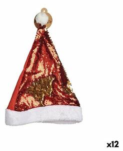 Father Christmas Hat Sequins Red Golden 28 x 2 x 39 cm (12 Units)