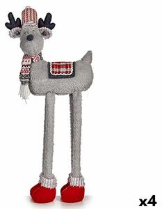 Decorative Figure Christmas Reindeer Red Grey 23 x 55 x 49 cm (4 Units)