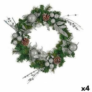 Advent wreathe Green Silver 60 x 13 x 60 cm (4 Units)