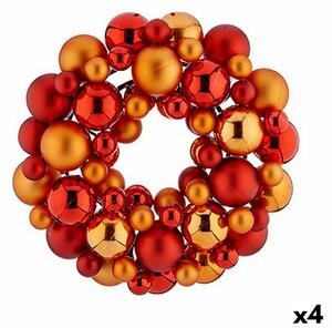 Advent wreathe Balls Red Orange PVC 35 x 10 x 35 cm (4 Units)