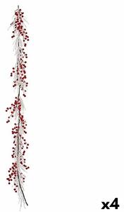 Christmas garland Branch White Red Plastic 180 x 14 cm (4 Units)