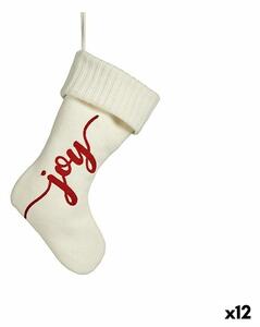 Christmas bauble Joy Christmas Stocking White Cloth 28 x 4 x 46 cm (12 Units)