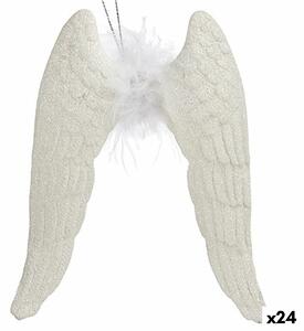 Christmas bauble Angel Wings White Plastic Glitter 12,5 x 15 x 2,5 cm (24 Units)